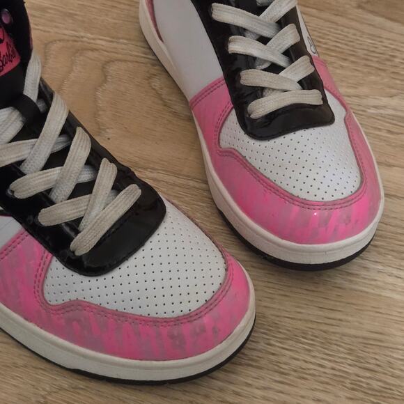 Barbie Mattel High Top Sneakers Pink Youth Shoes Size 3 Lace Up High-Top - Picture 9 of 10